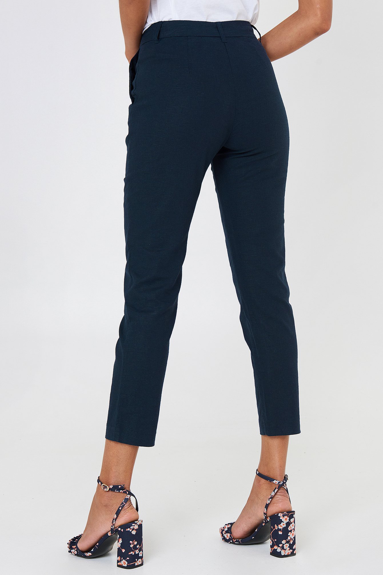 blue linen pants womens