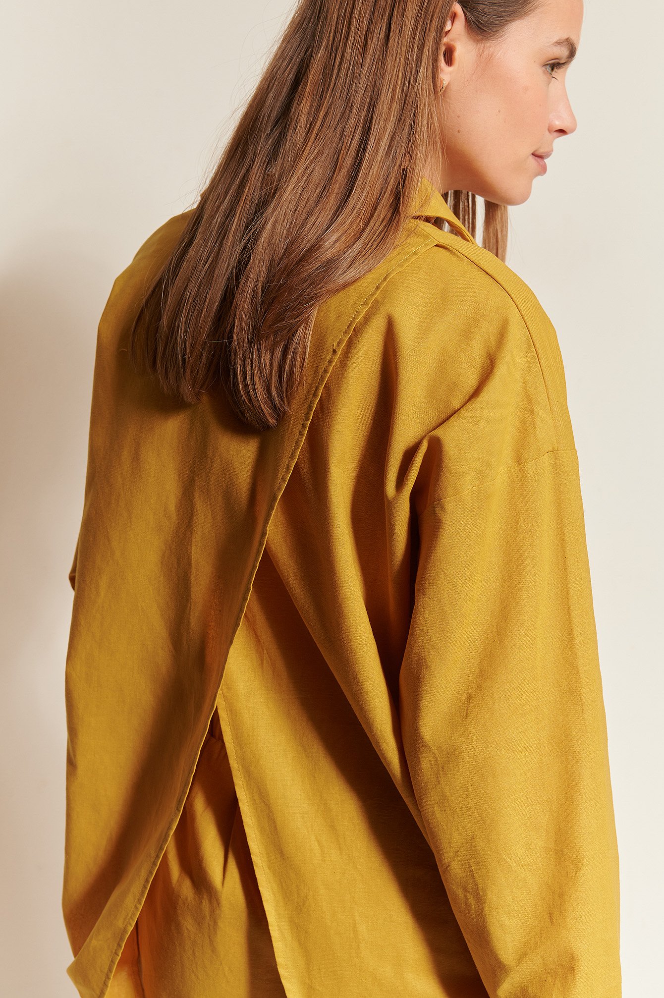 yellow linen blouse