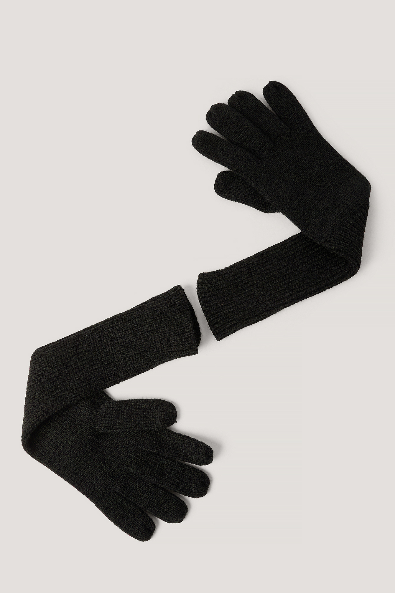 Long Knit Gloves Black