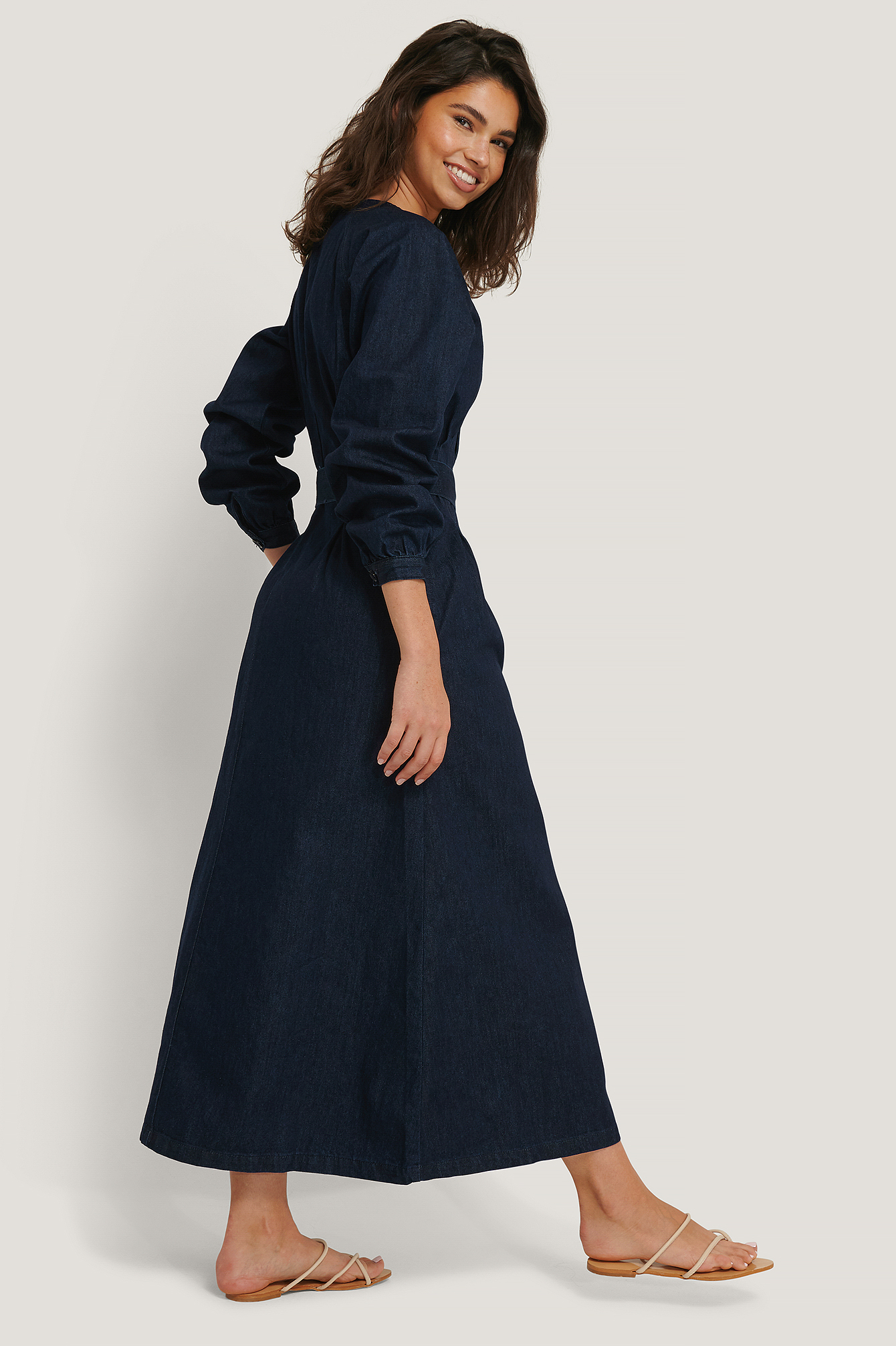 Long Sleeve Denim Dress Blue | na-kd.com