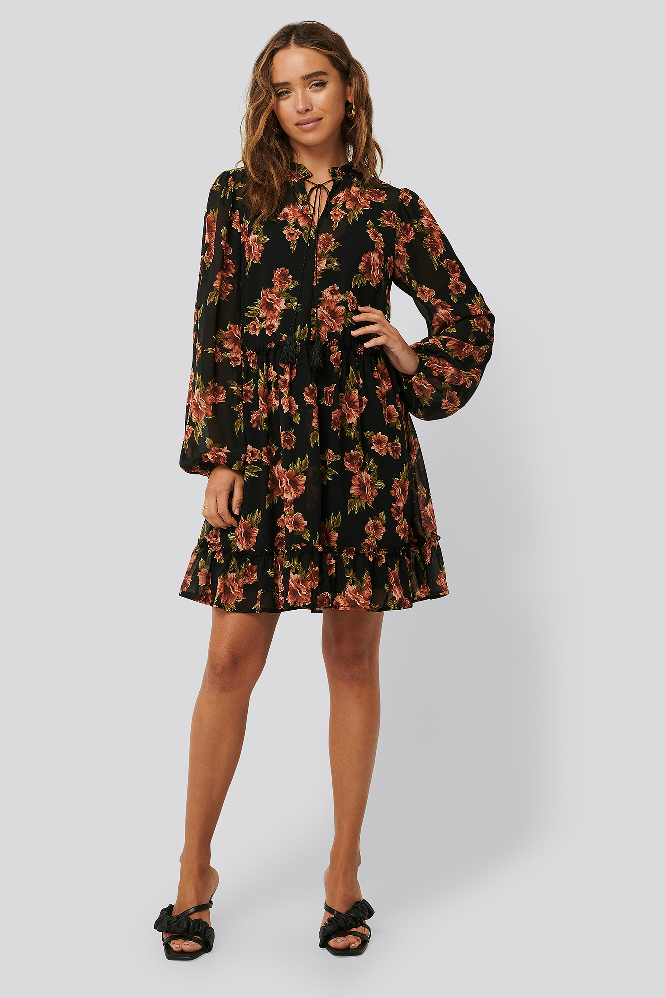 flowy mini dresses with sleeves