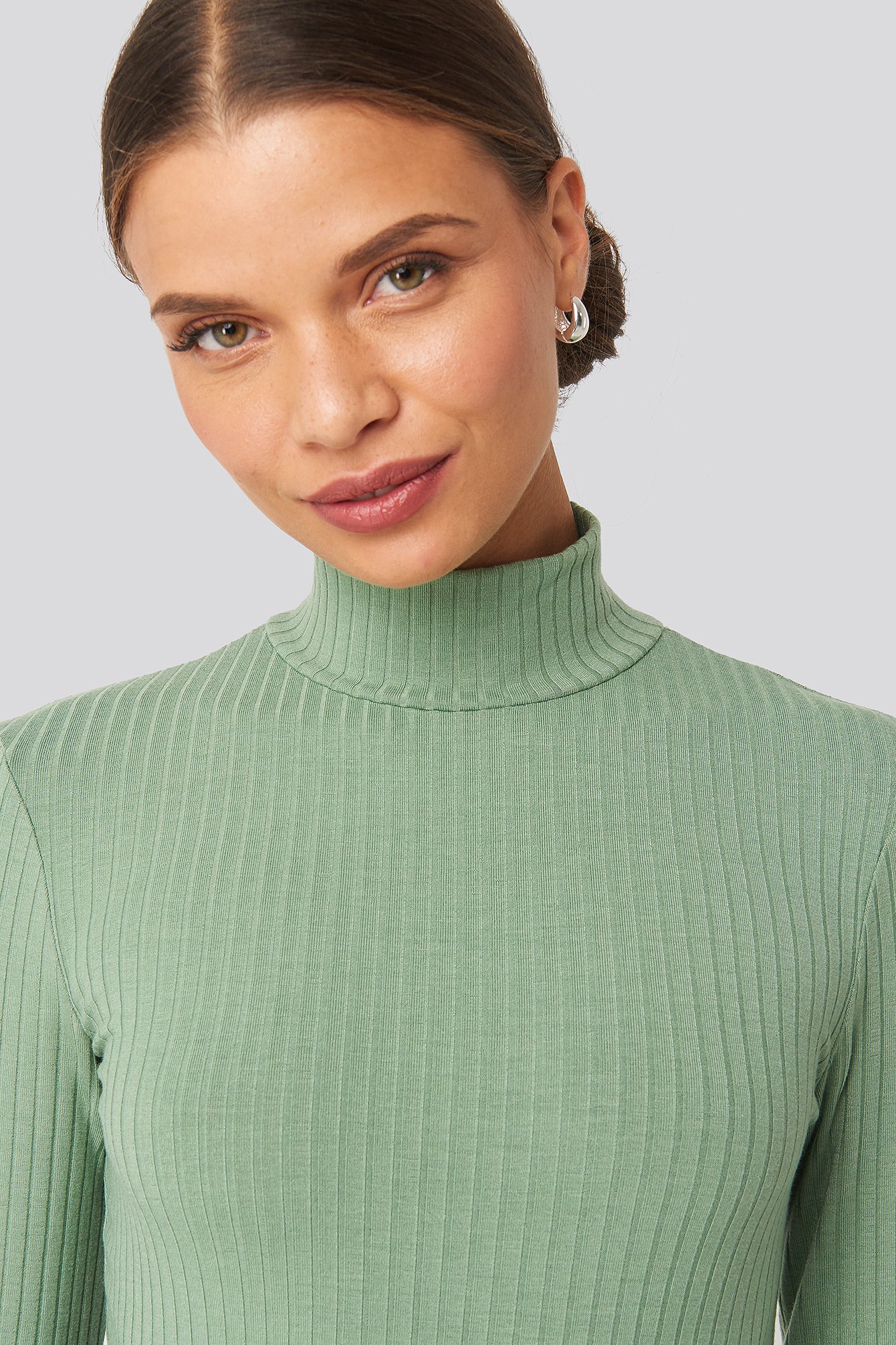 long sleeve ribbed polo top