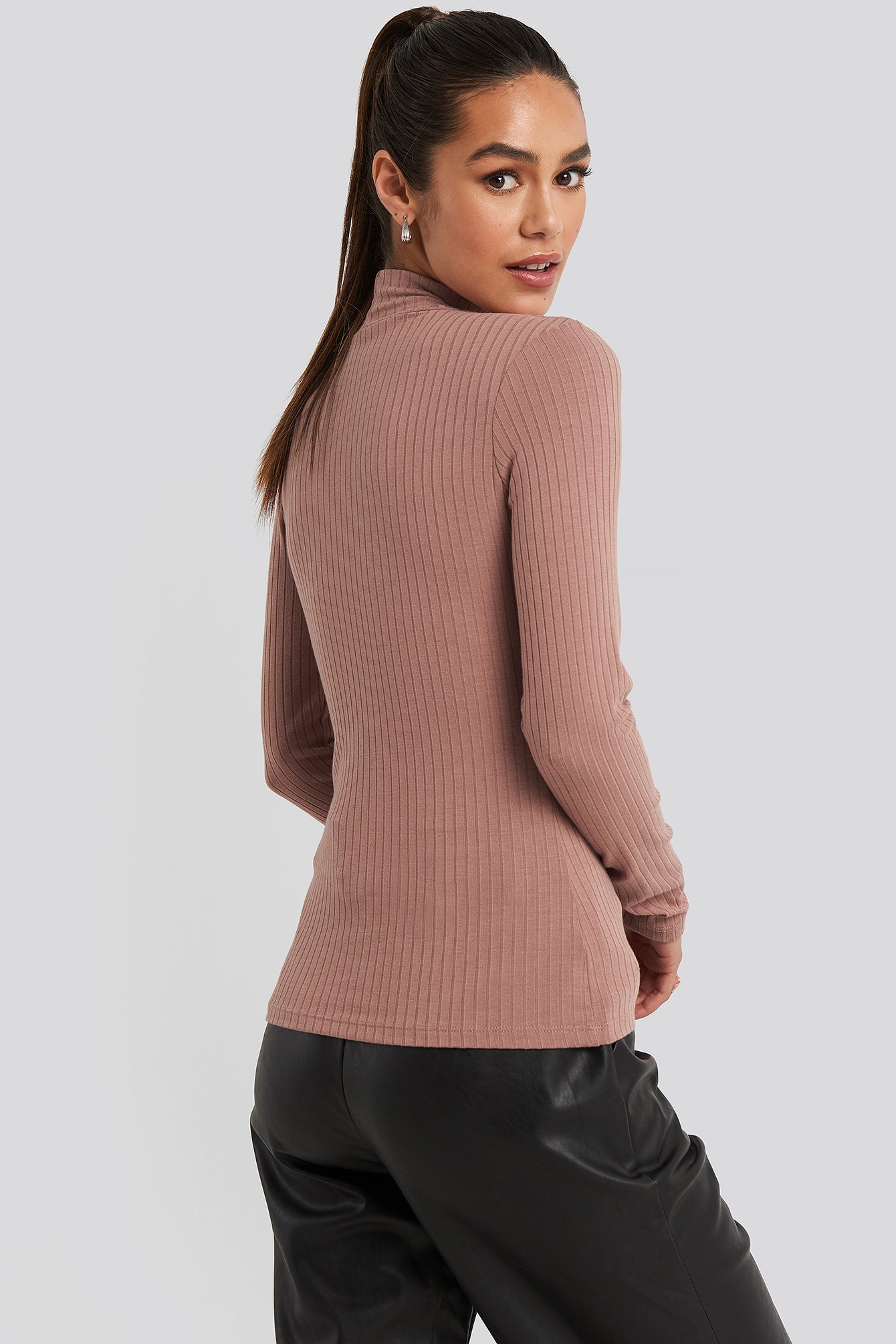 long sleeve ribbed polo top