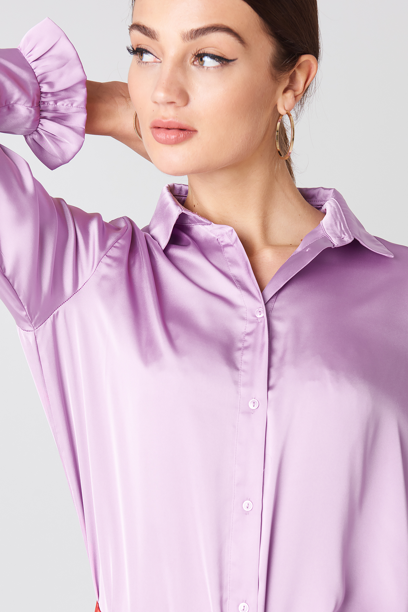 lilac satin blouse