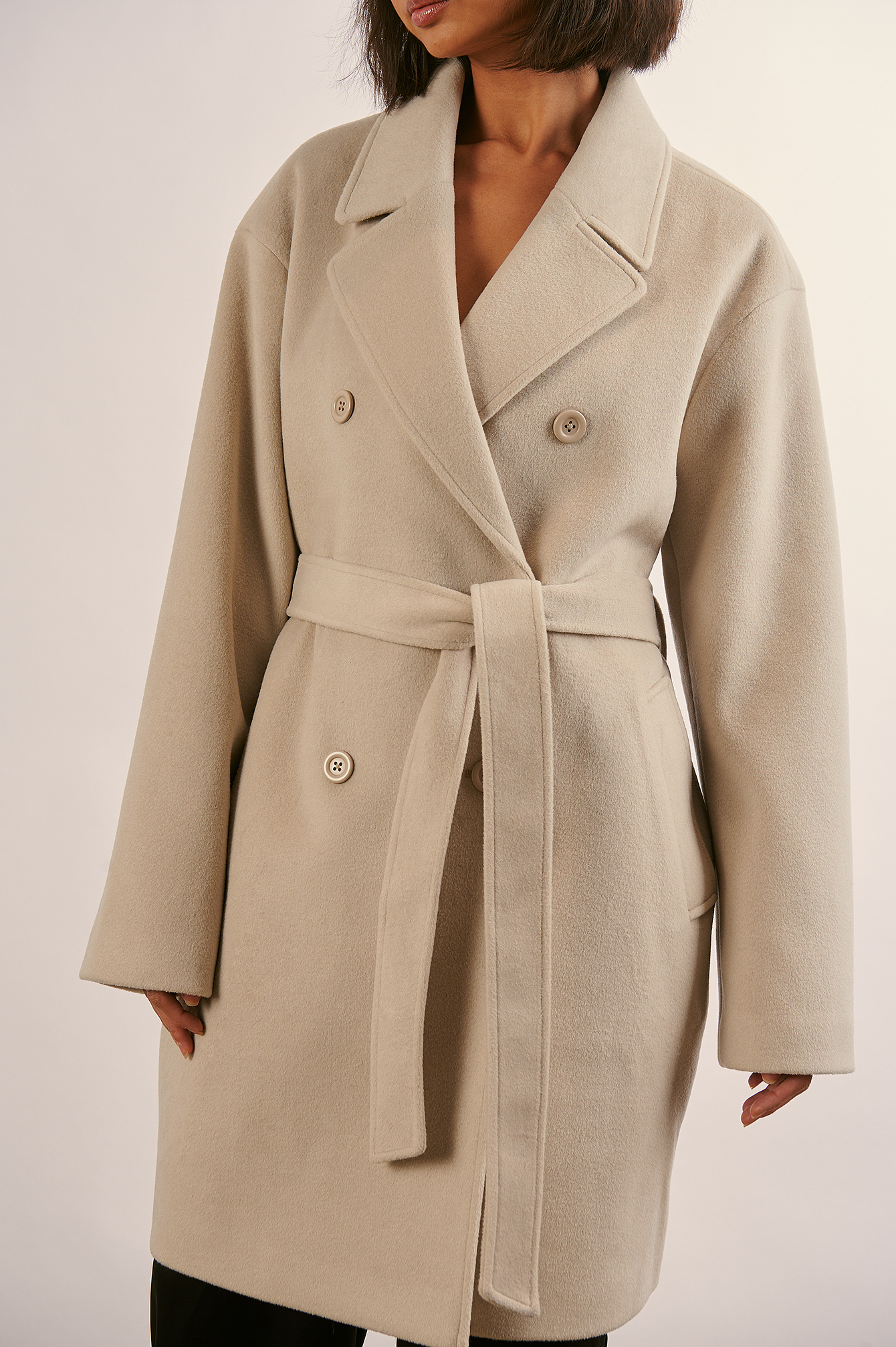 Belted Midi Coat Beige | NA-KD