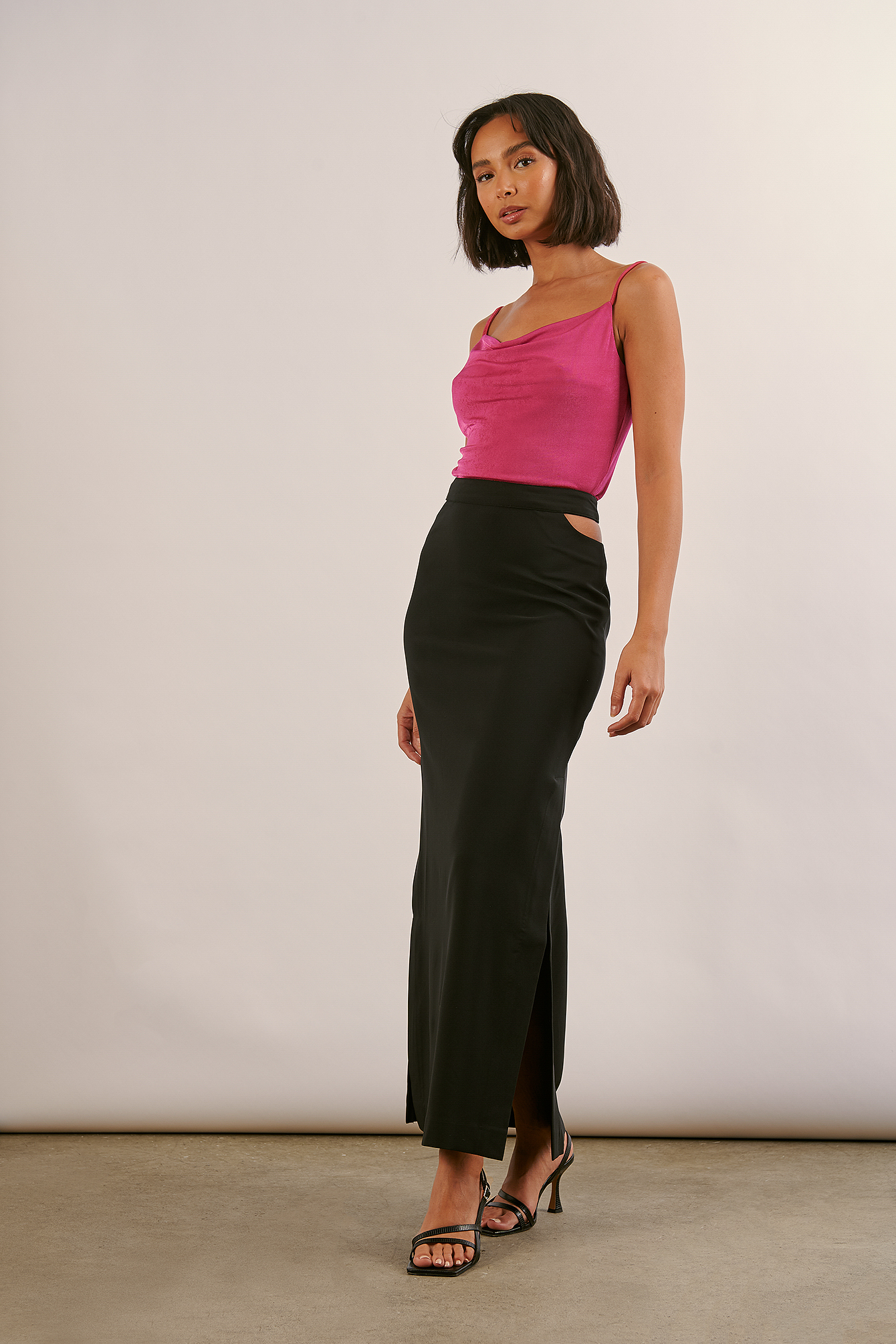 Recycled Cut Out Maxi Skirt Black
