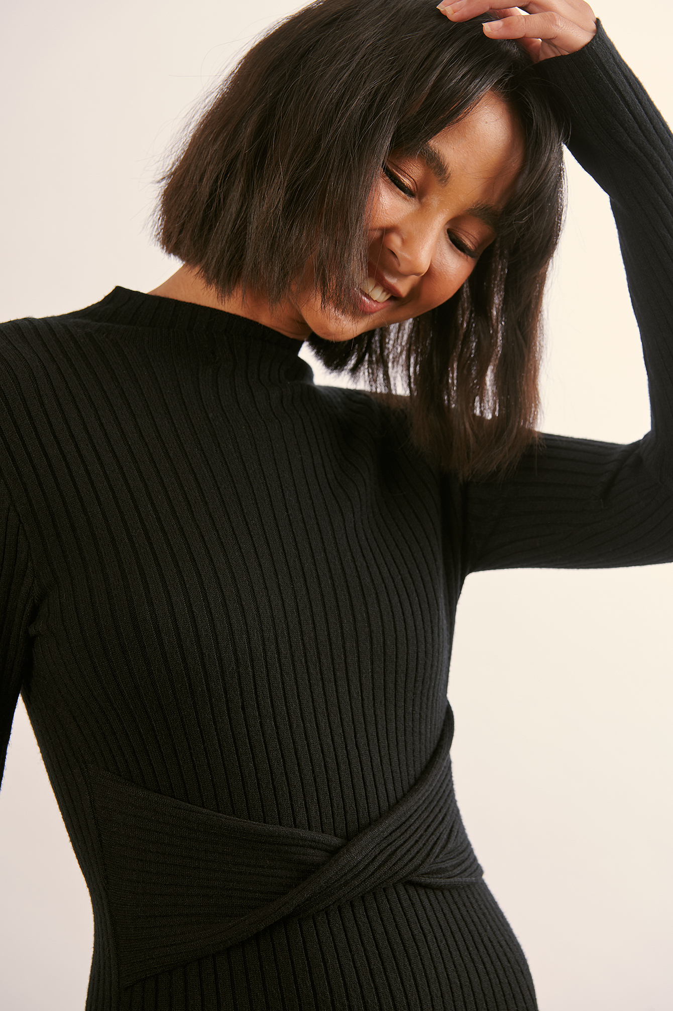 black ribbed sweater dress