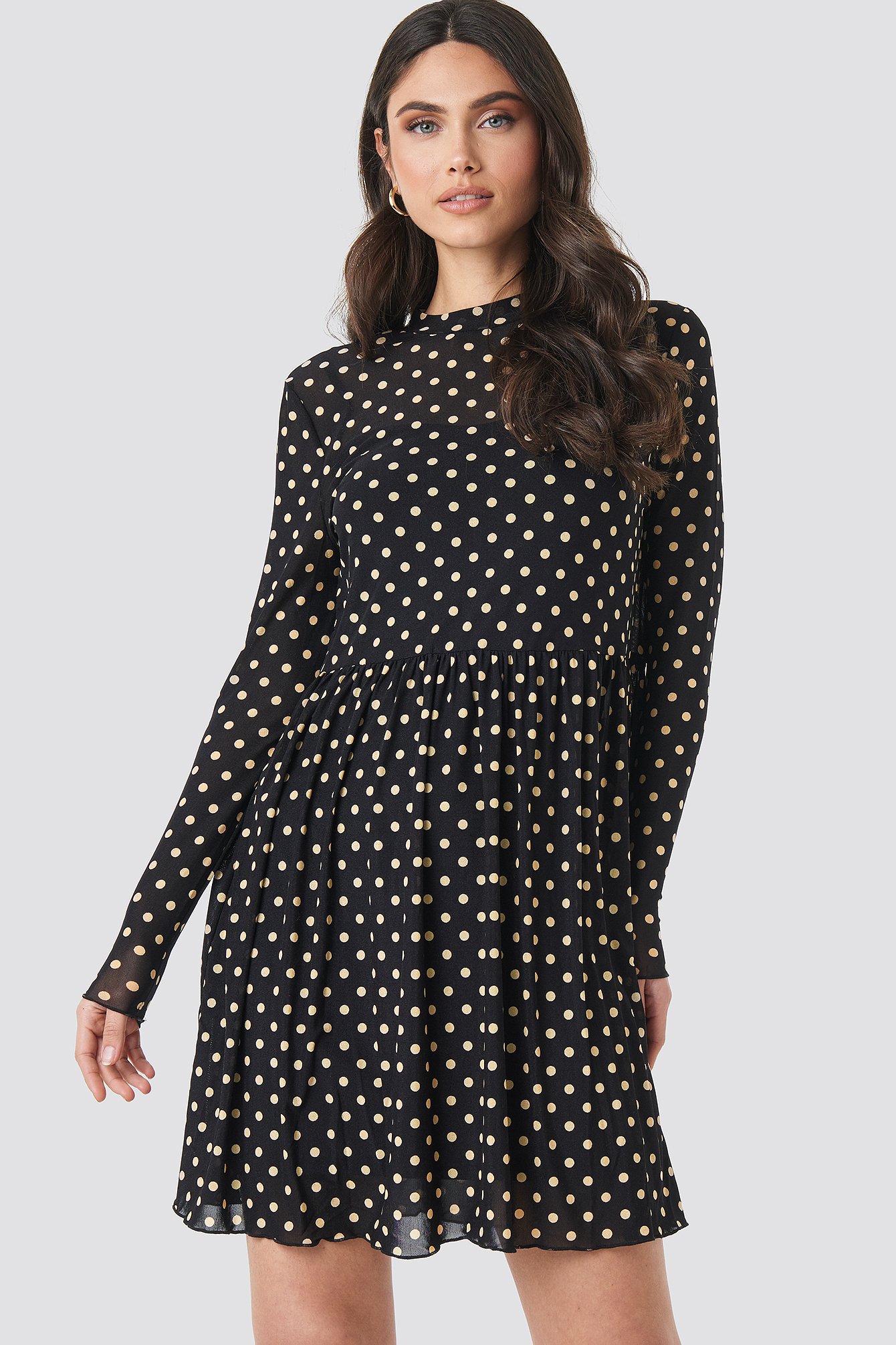 Mesh Dot Dress Black | NA-KD