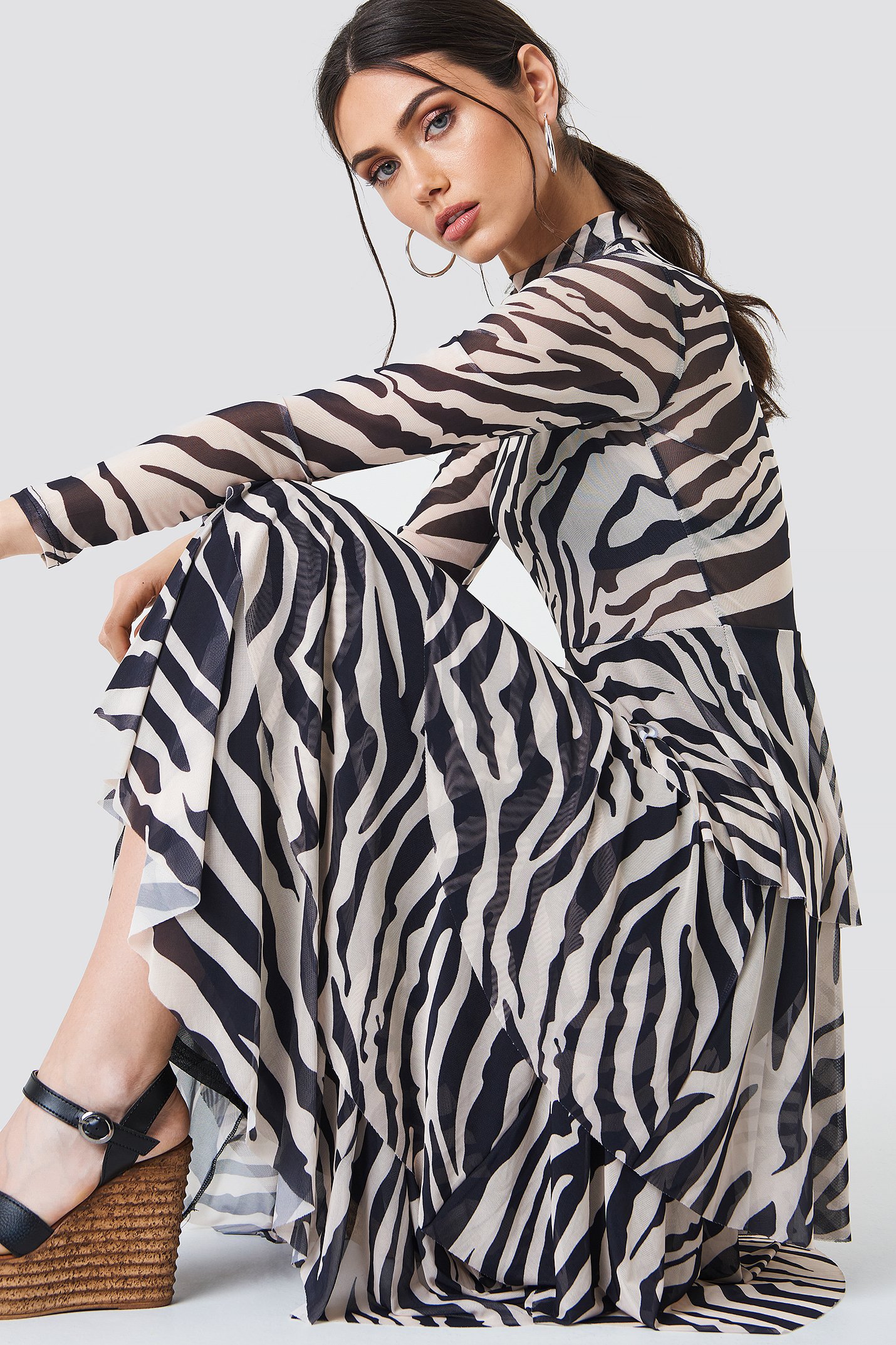 mesh zebra dress