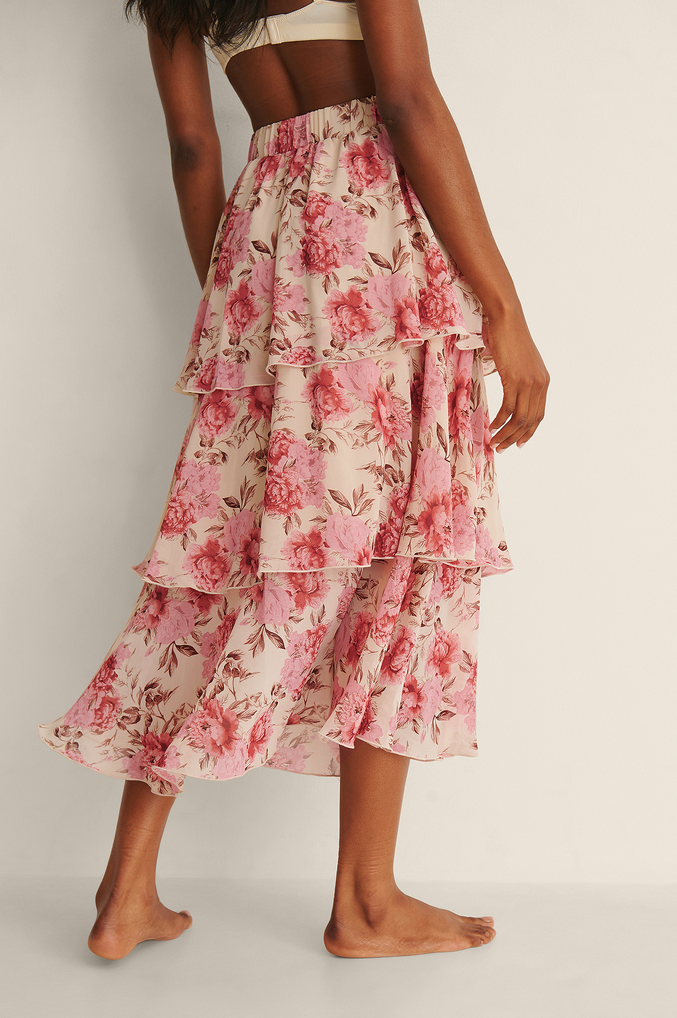 Midi Frilled Skirt Pink Na