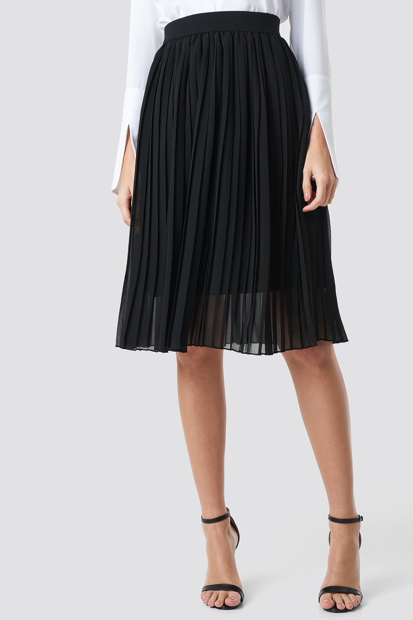 Midi Pleated Skirt Black | na-kd.com