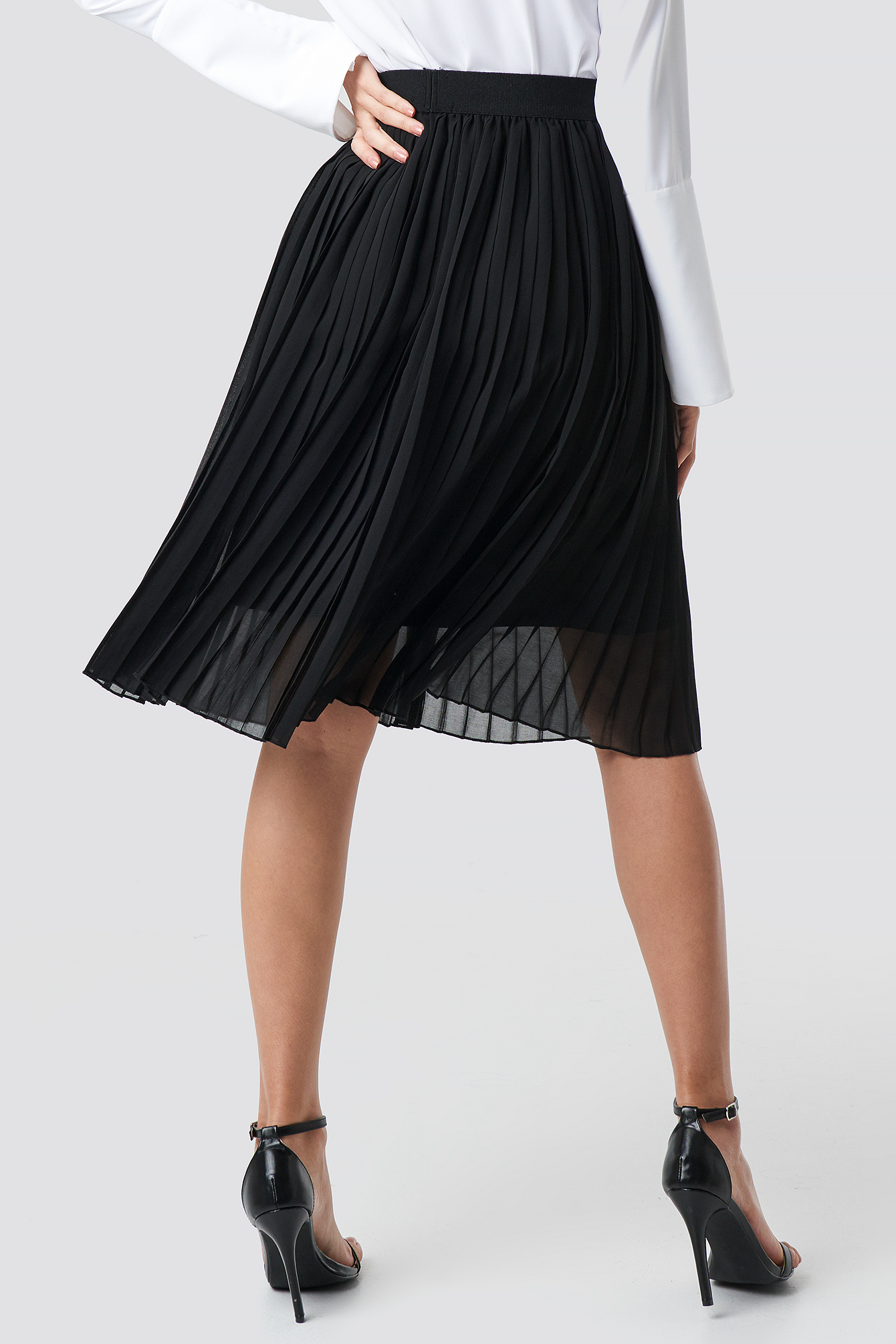 Midi Pleated Skirt Black | na-kd.com