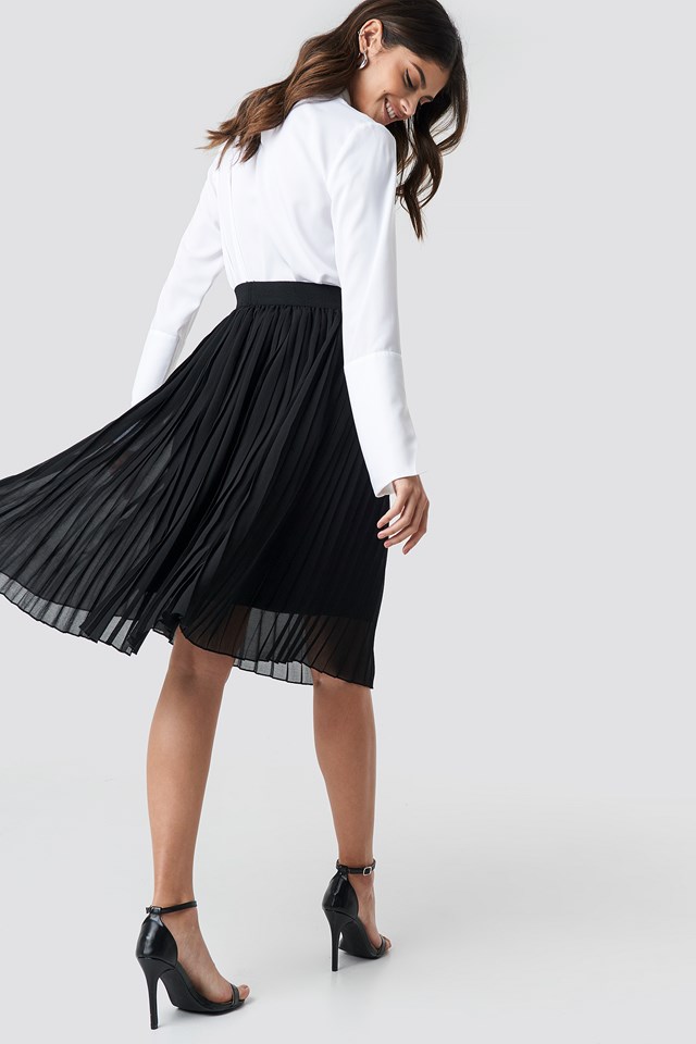 Midi Pleated Skirt Black | na-kd.com