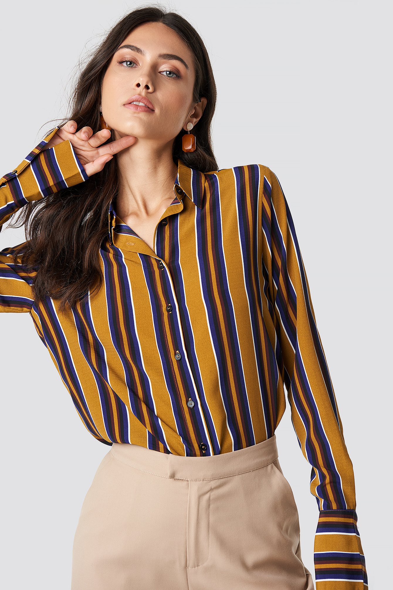 Mixed Stripes Shirt Yellow | NA-KD