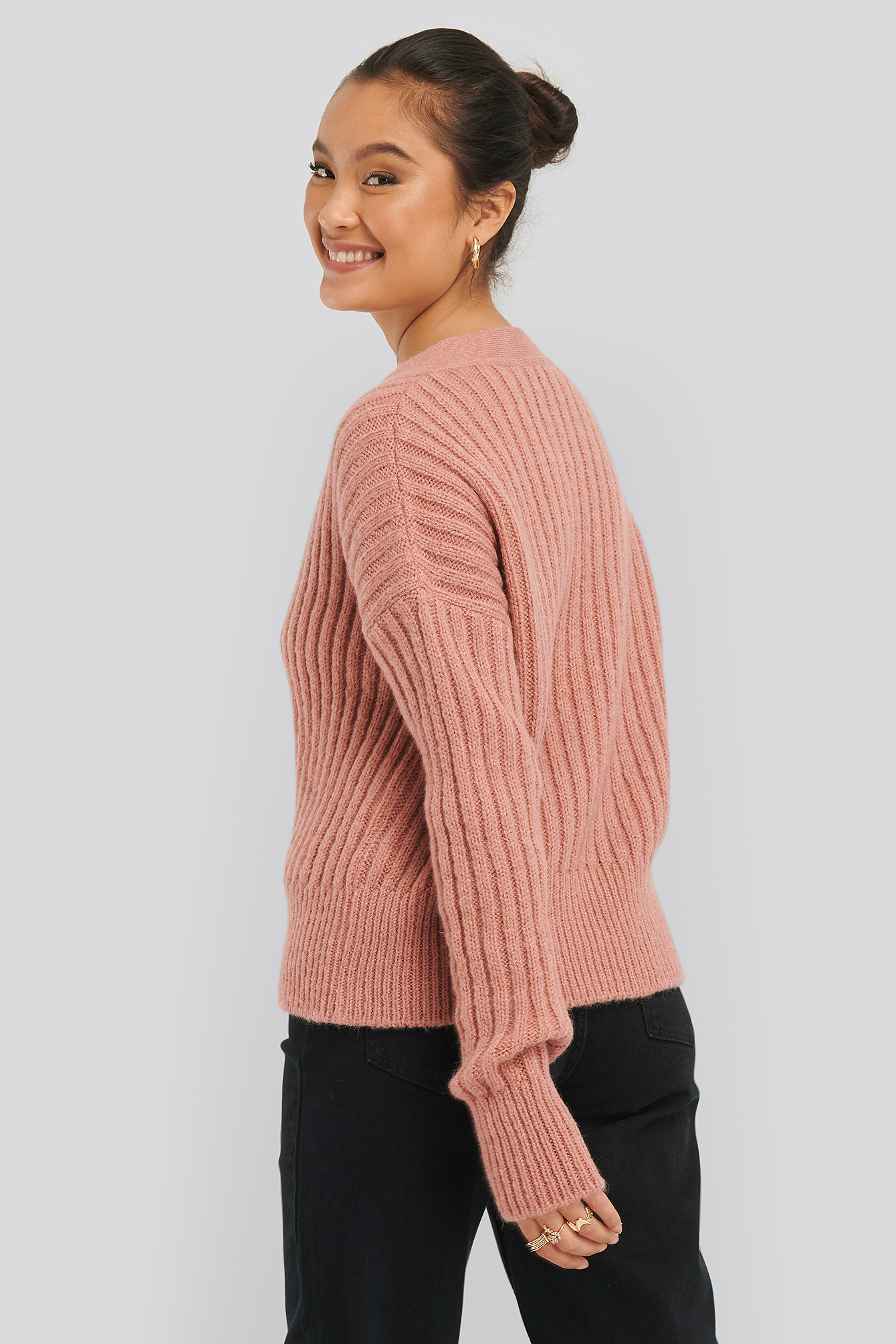 Mohair Blend Chunky Cropped Cardigan Pink | na-kd.com