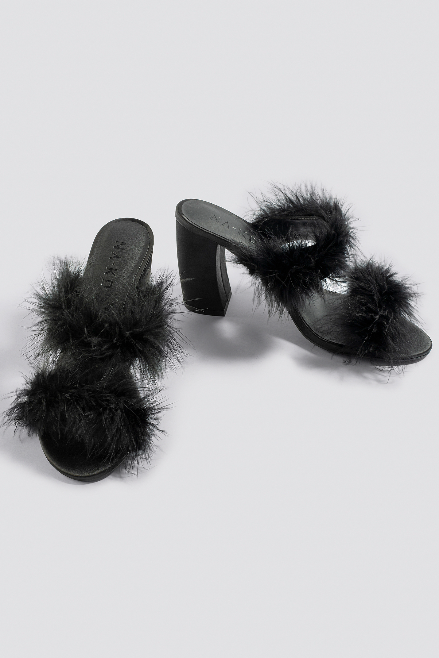 black feather mules