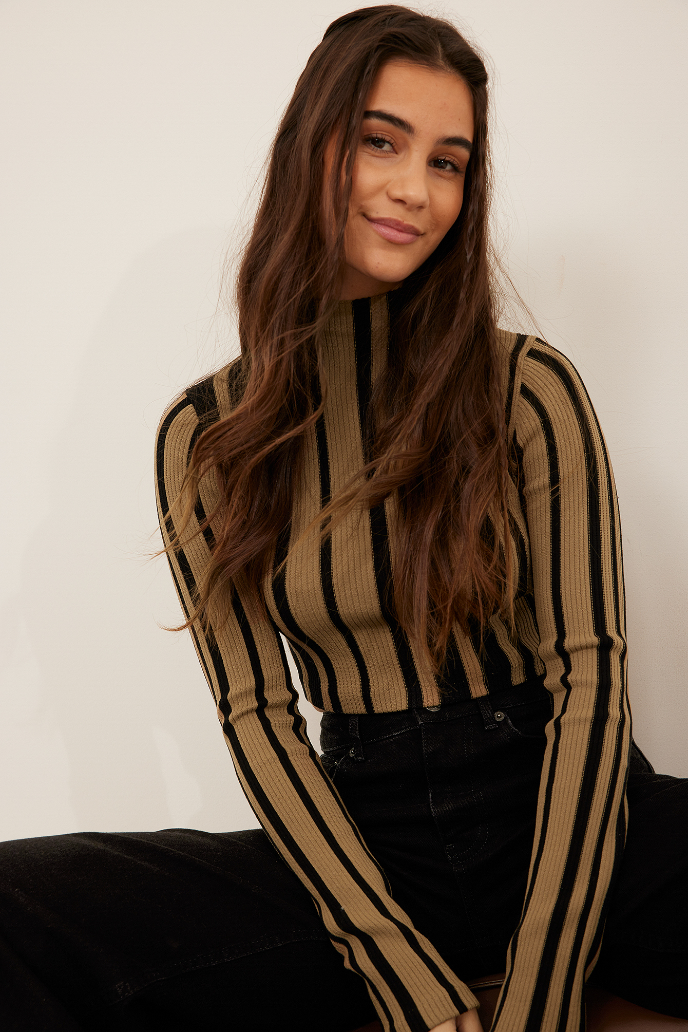 Cropped Turtle Neck Top Stripe | na-kd.com