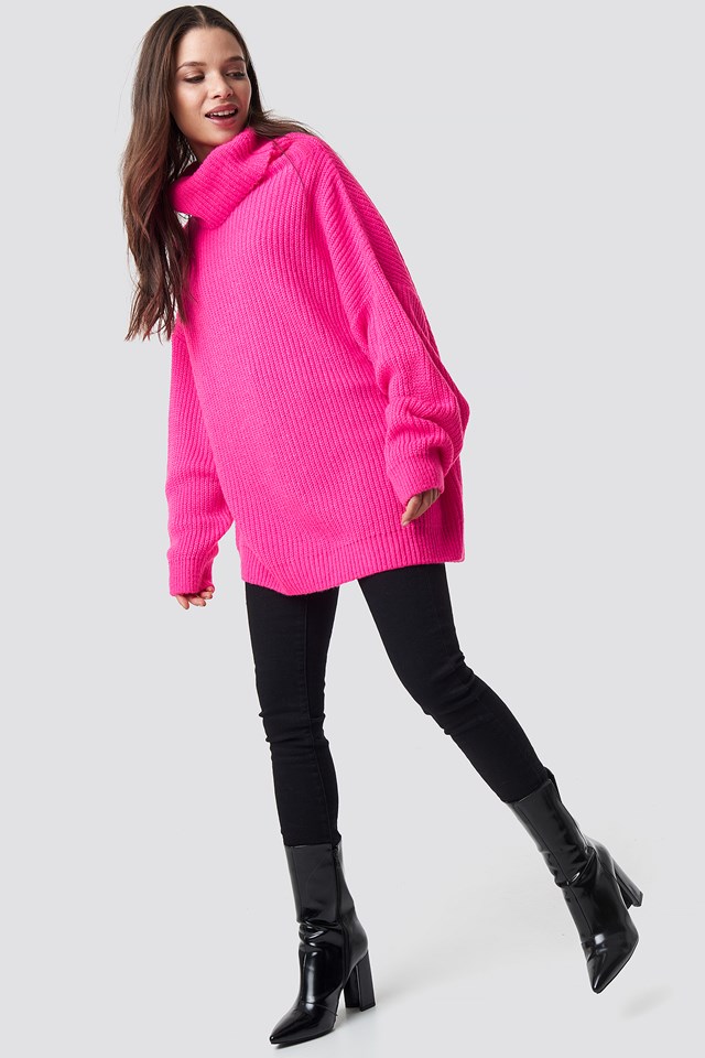 Neon Oversized Sweater Neon Pink | na-kd.com - 640 x 960 jpeg 69kB