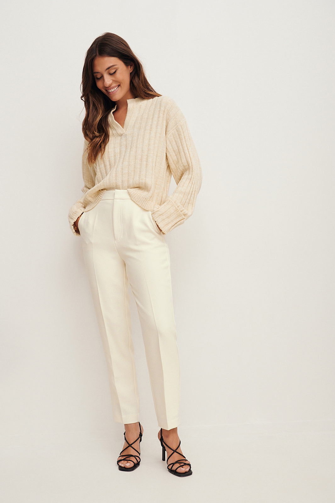 High Waist Suit Pants Offwhite | NA-KD