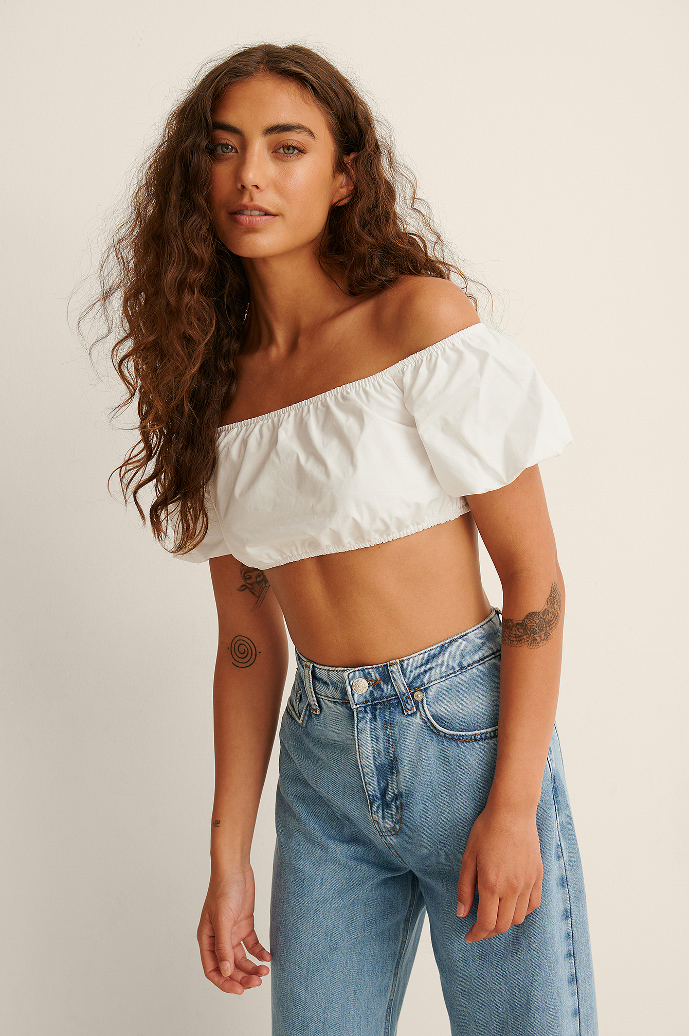 white off the shoulder tank top