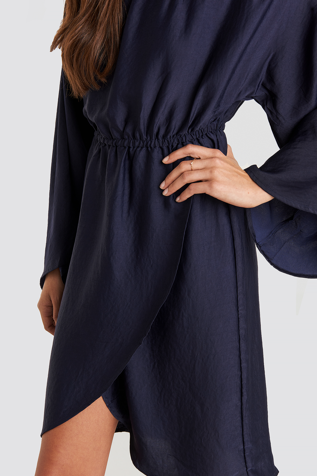 Off Shoulder Kimono Sleeve Dress Blå Na