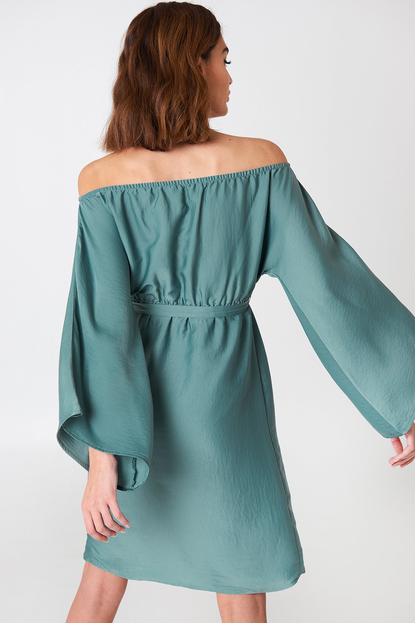 off shoulder kimono sleeve dress