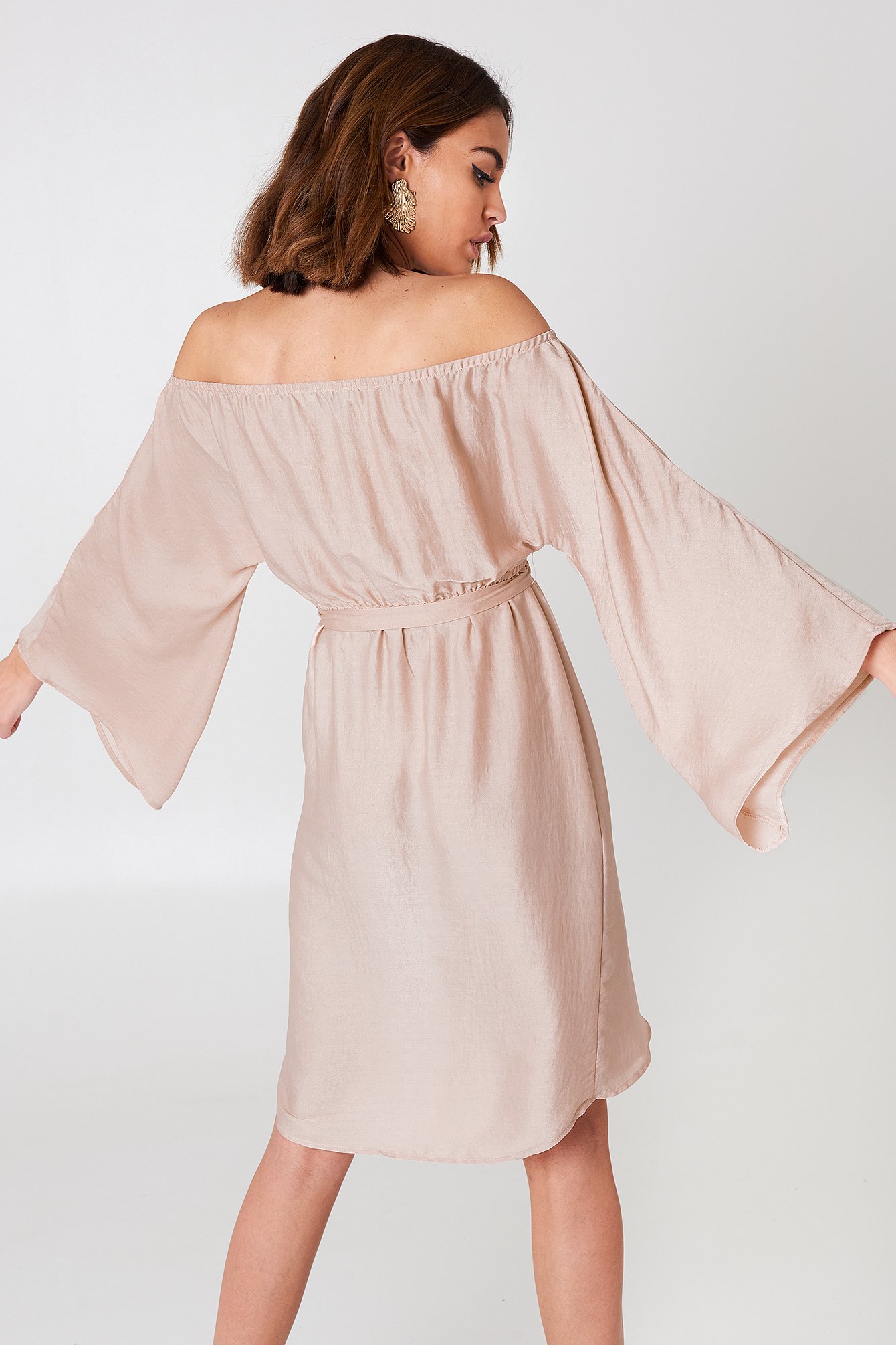 off shoulder kimono sleeve dress