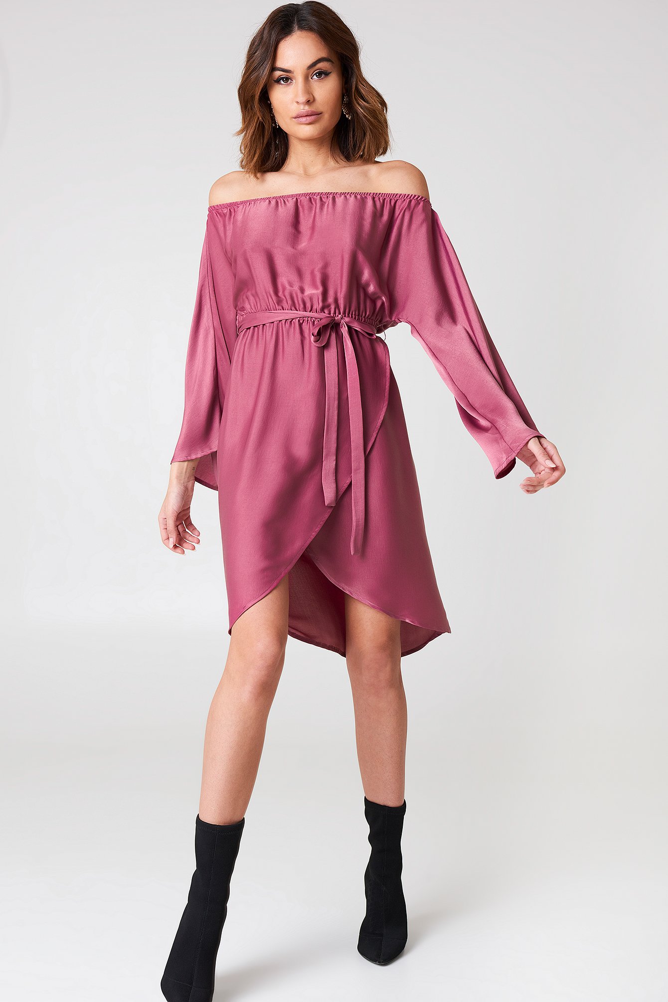 off shoulder kimono sleeve dress