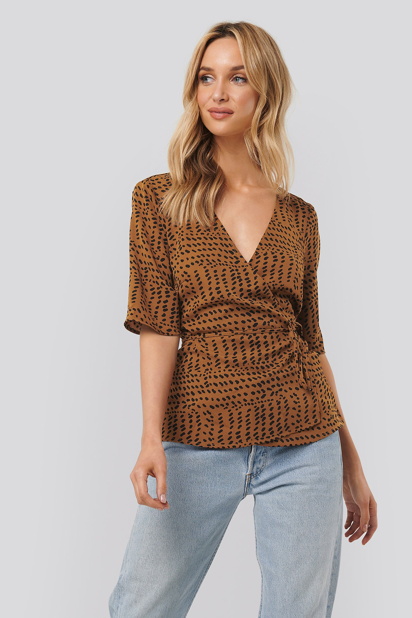 Overlap Printed Blouse Multicolor | NA-KD