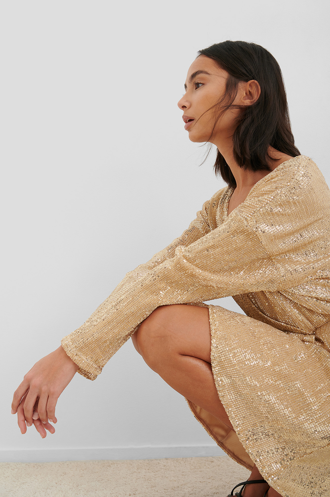 gold sequin mini dress