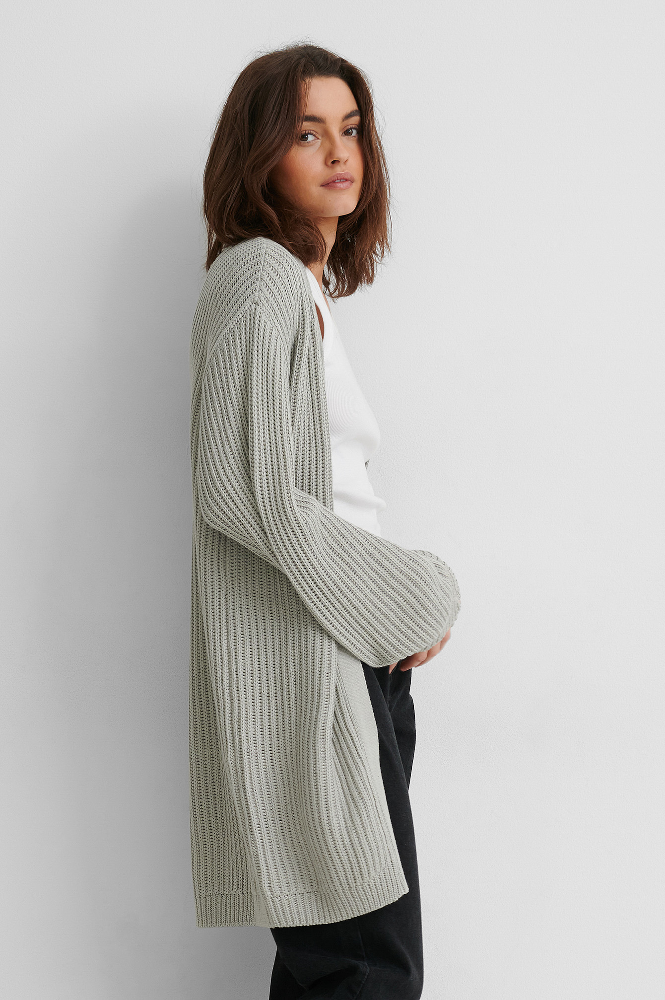 Organic Oversized Knitted Cardigan Grey | na-kd.com