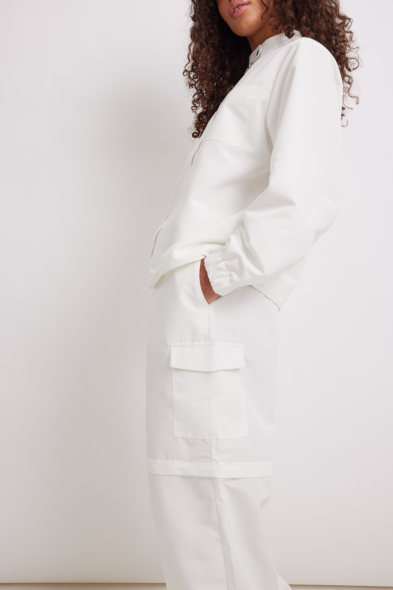 Oversized Pocket Detail Trousers White | na-kd.com