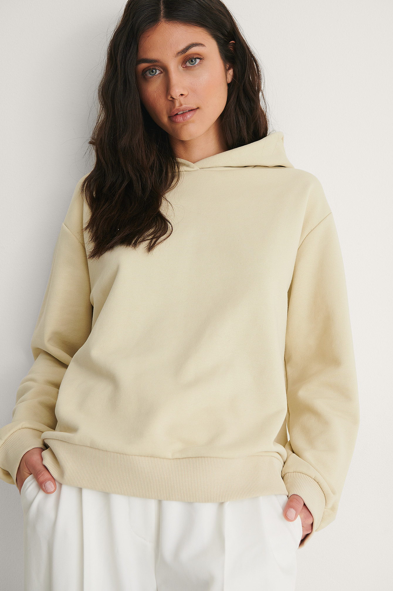 Oversized Relaxed Hoodie Beige | NA-KD