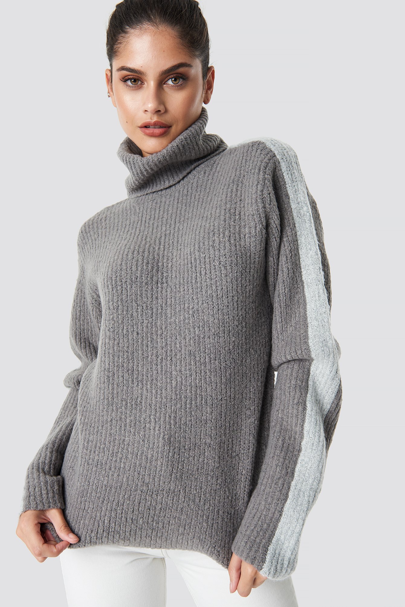 Panel Knitted Sweater Grey Na Kd