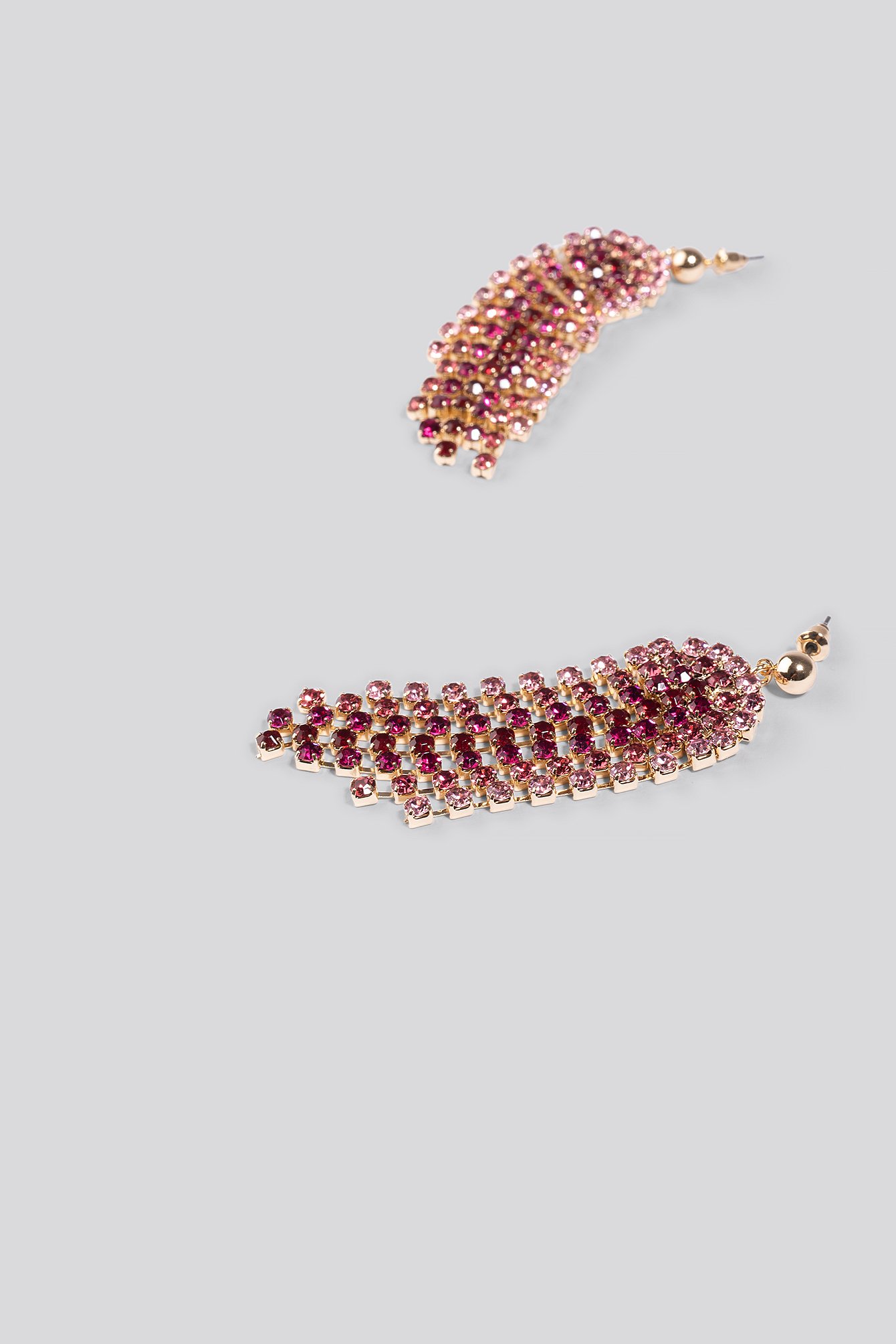 NA-KD Big Rhinestone Drop Earrings in Pink