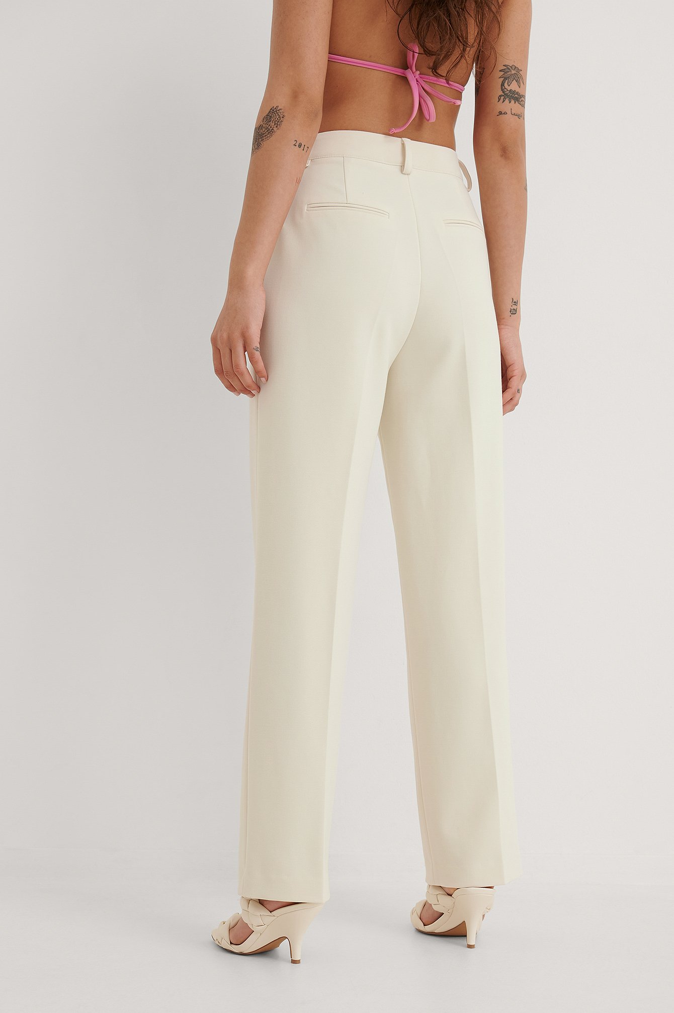 Pintucked Pants Offwhite Na