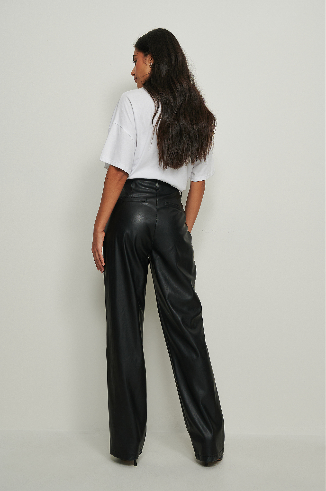 high waisted baggy leather pants