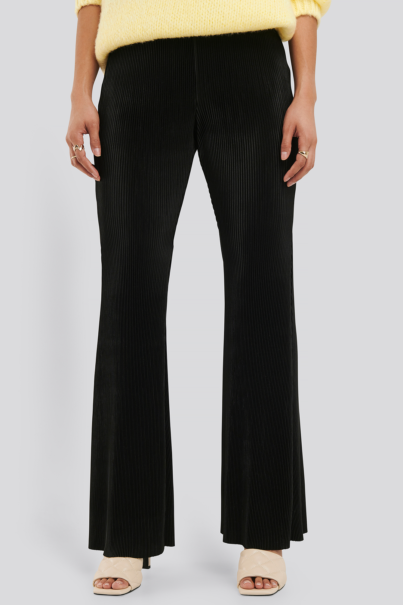 flare pants black and white