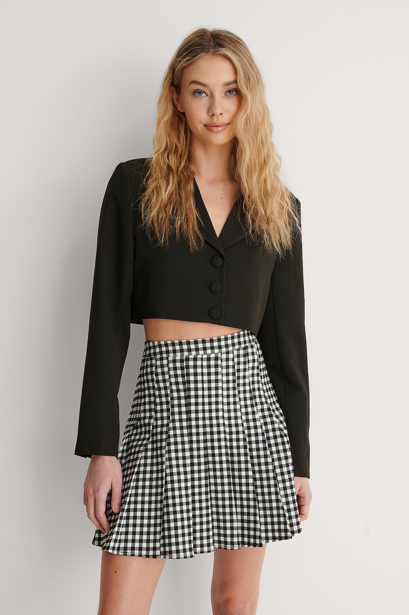 Pleated Check Mini Skirt Checkered | NA-KD