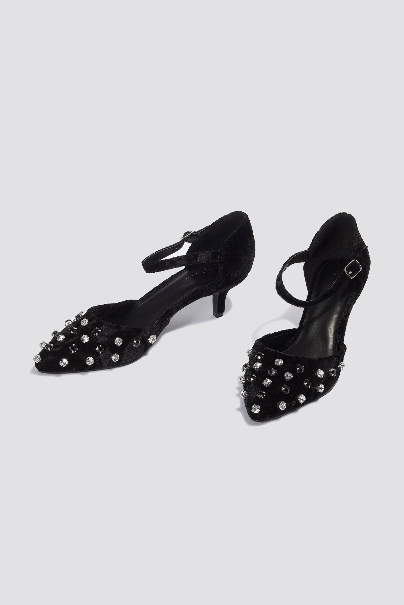 black velvet kitten heel shoes