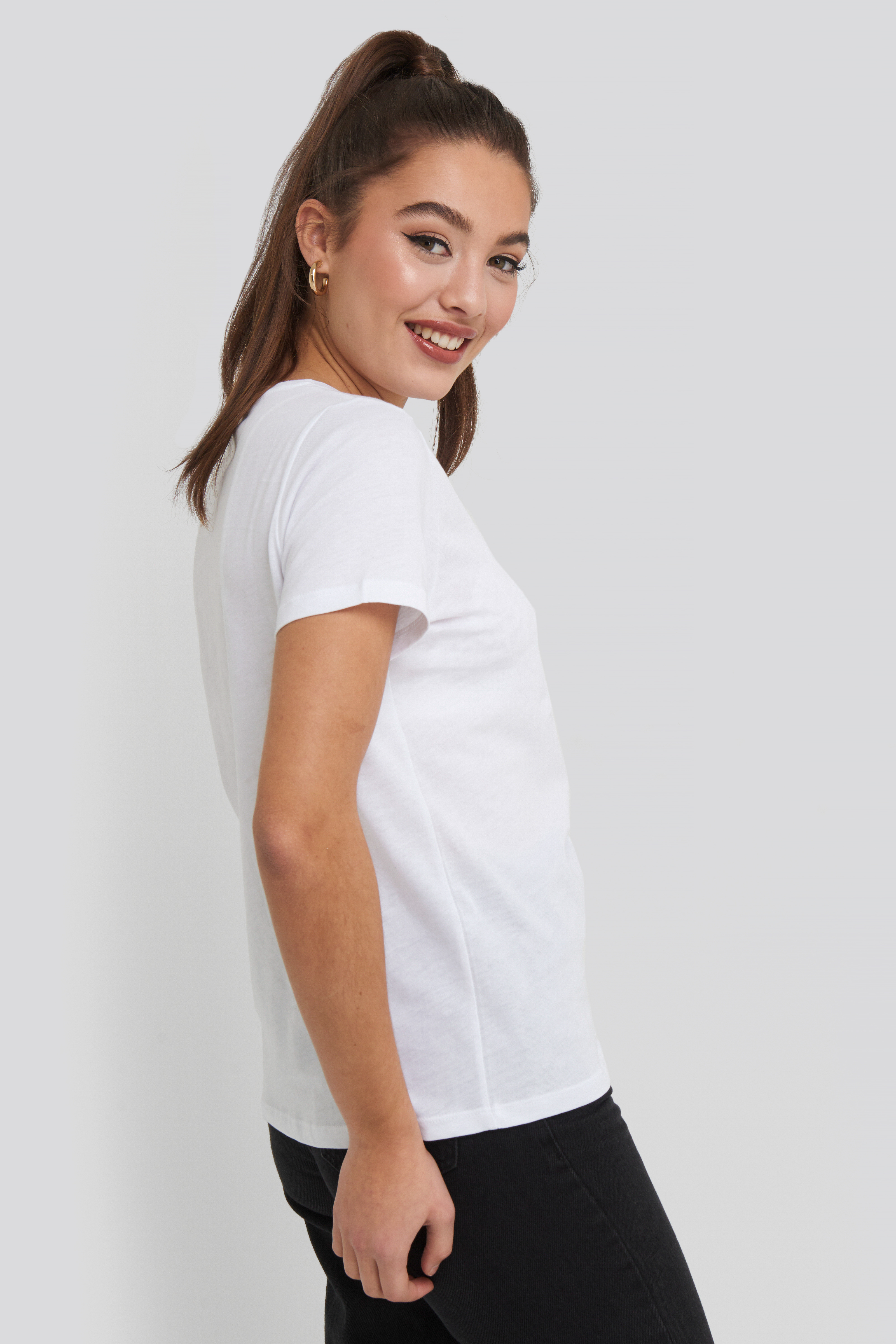 Print Basic Tee White | na-kd.com