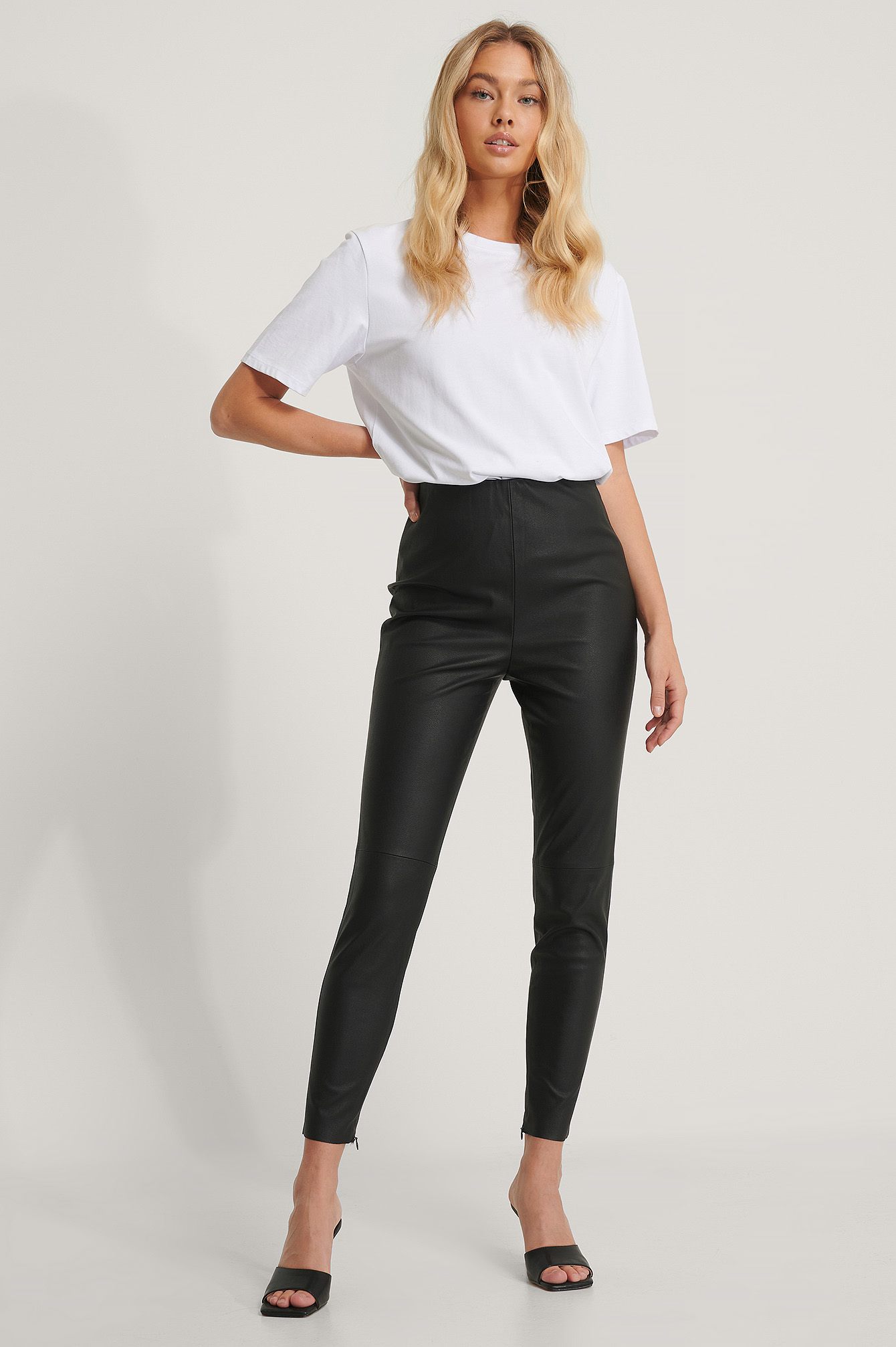 Buttoned Up Black Button Front PU Leggings
