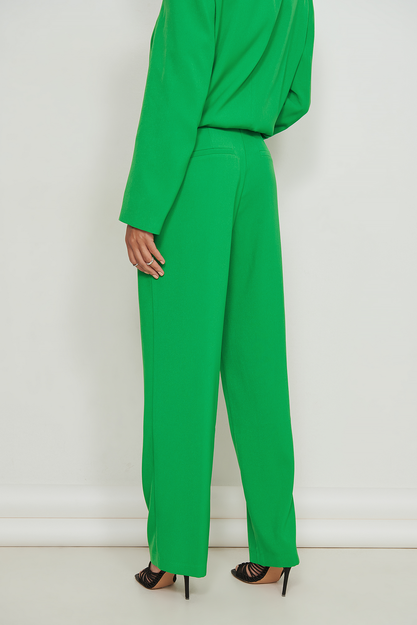 Mid Rise Wide Suit Pants Green | na-kd.com