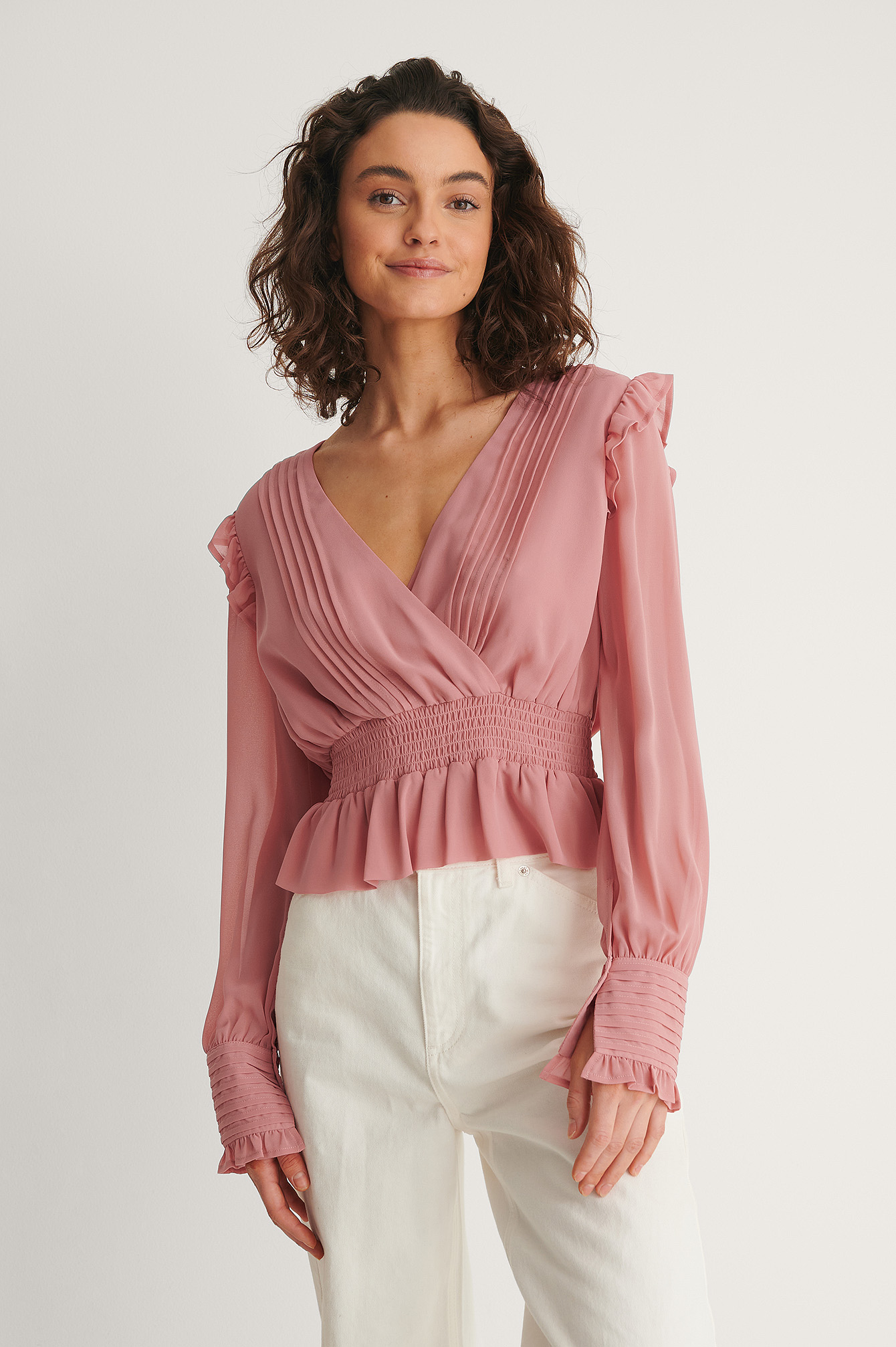 Na-kd Reborn Recycled Pintucked Blouse - Pink