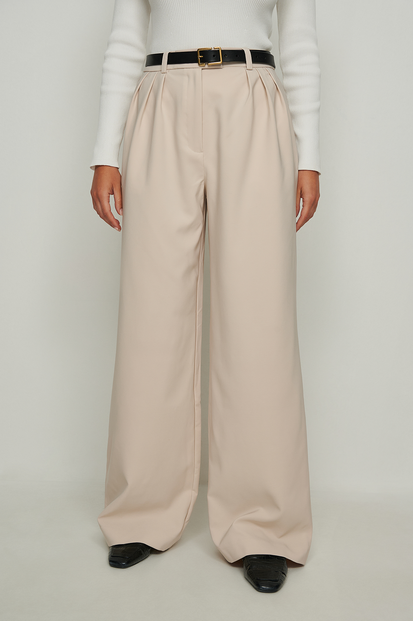 Pleated Wide Leg Suit Pants Beige | na-kd.com