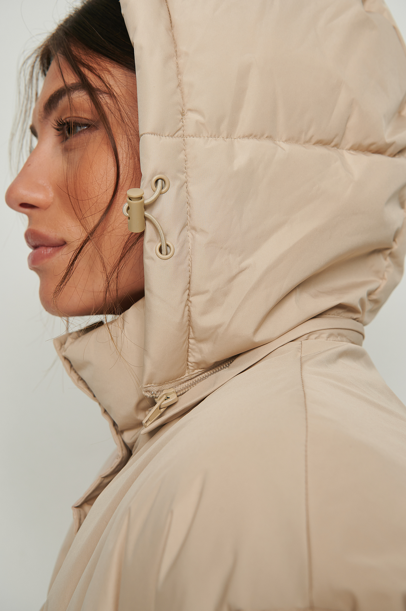 Waist Drawstring Padded Jacket Beige | na-kd.com