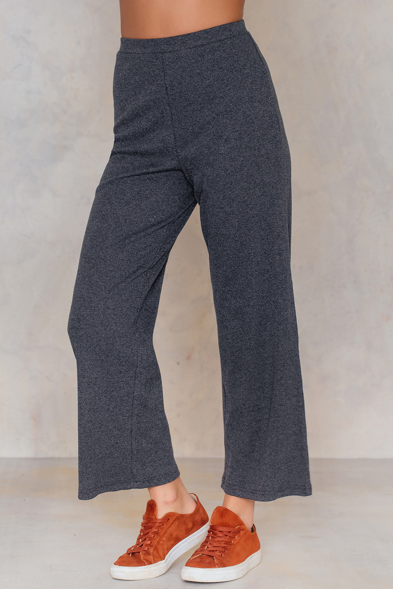 Rib Knitted Culotte Pants Grey | na-kd.com