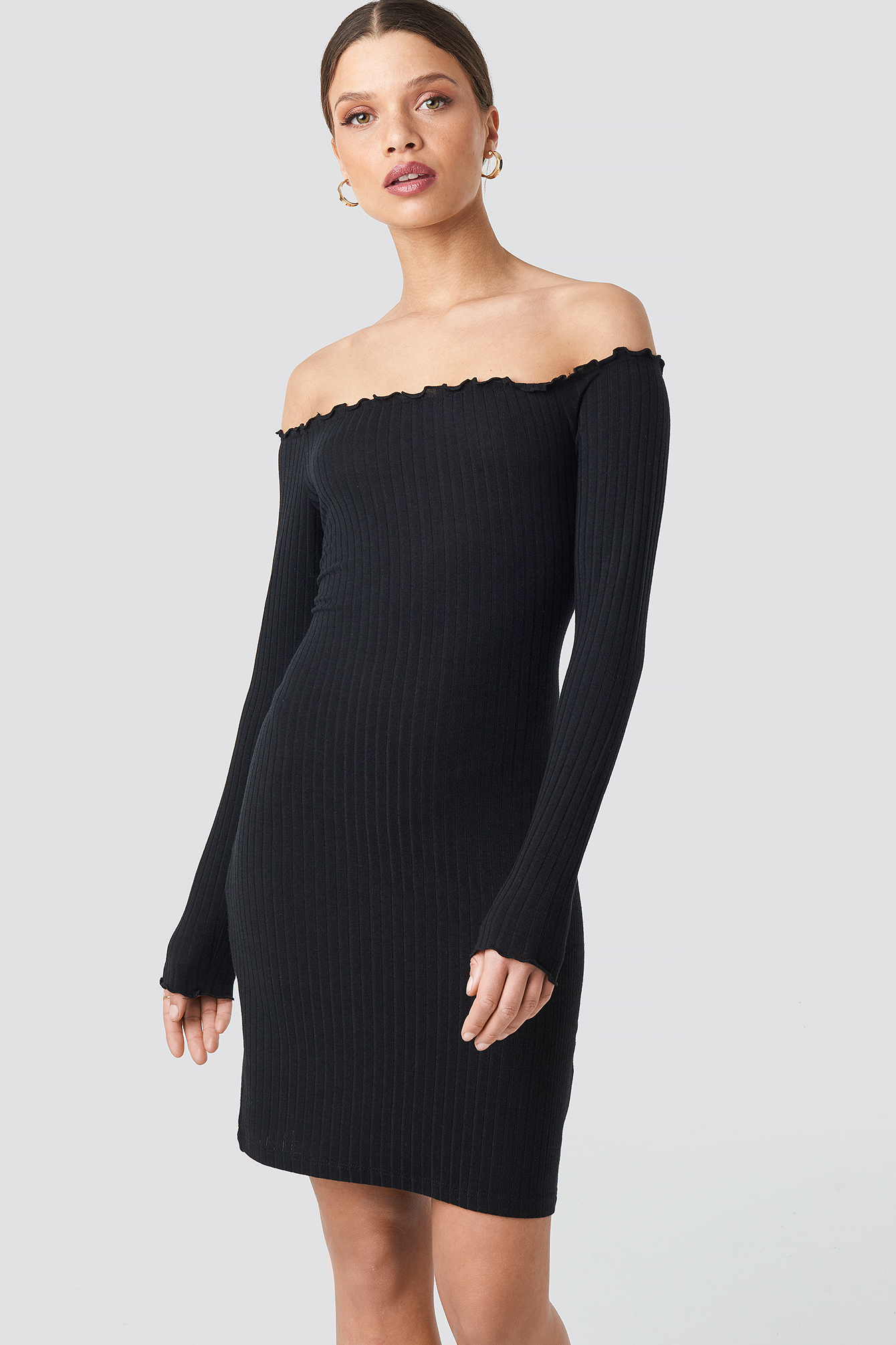 ribbed off the shoulder dress