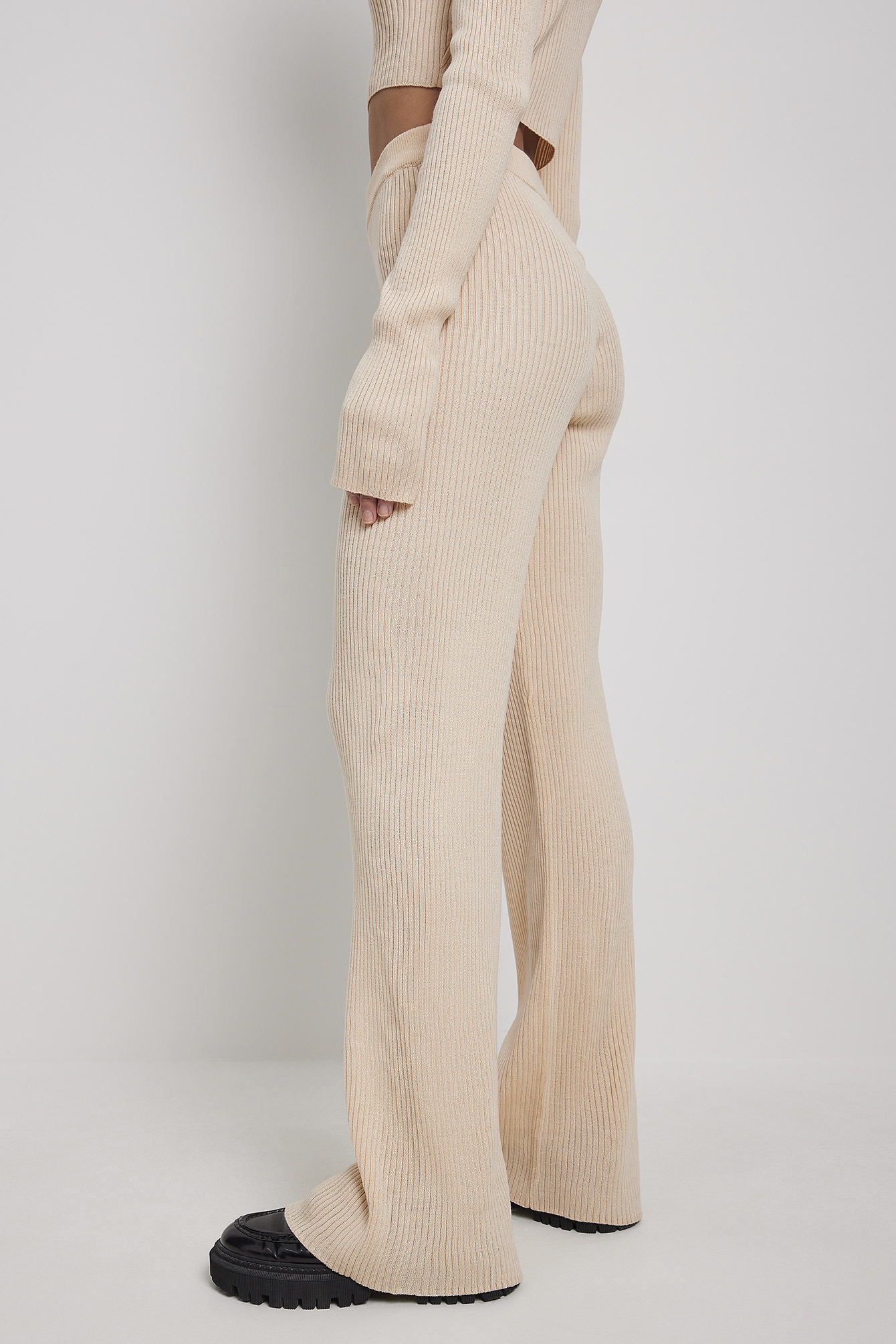 Ribbed waistband Trousers Offwhite | NA-KD