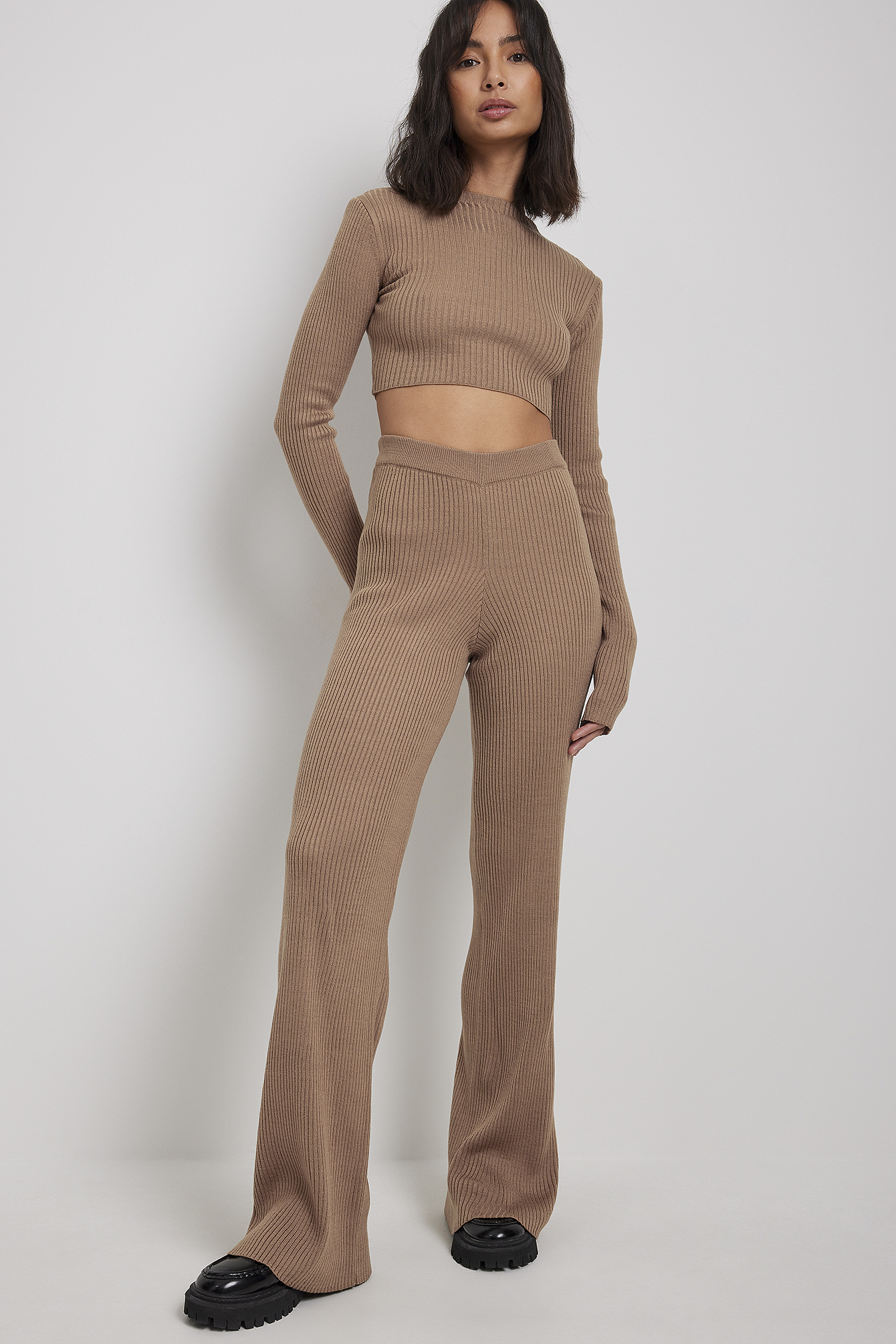 Buy Flying Machine Women Brown Fabric Belt Solid Knit Trousers  NNNOWcom